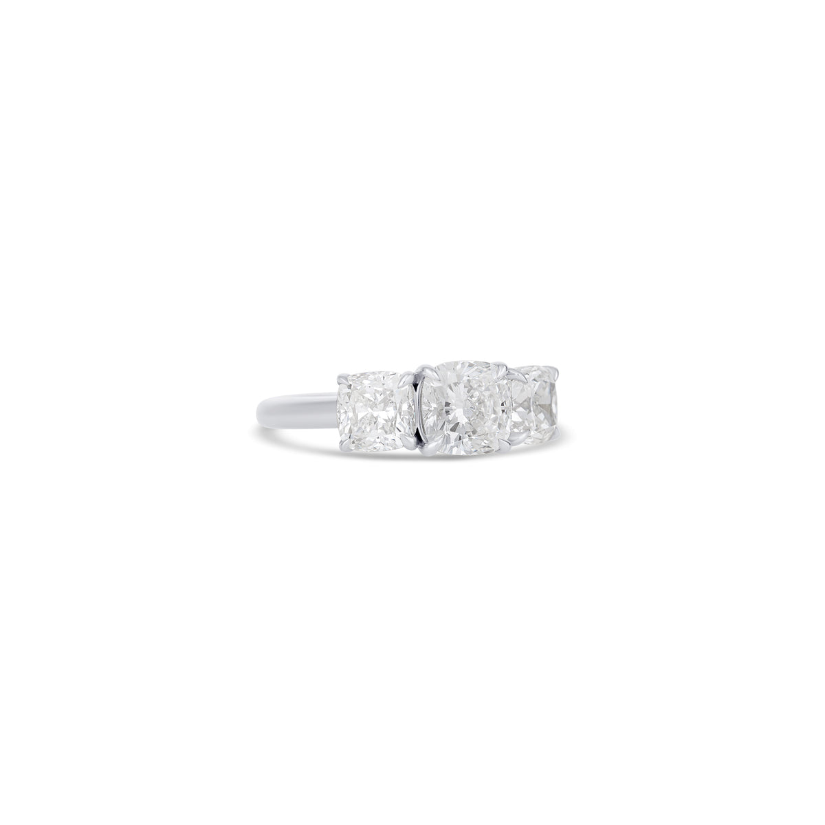 14K White Gold Cushion Diamond Three Stone Engagement Ring