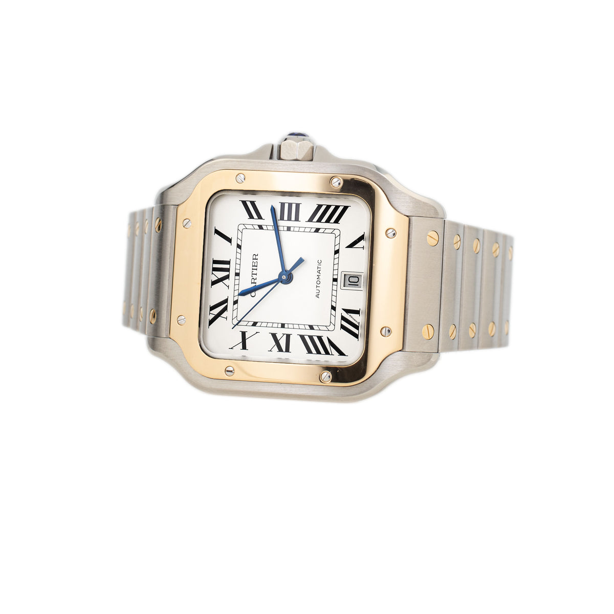 Cartier Santos De Cartier Stainless Steel & Yellow Gold White Dial 47.5x39.8mm W2SA0009 Full Set