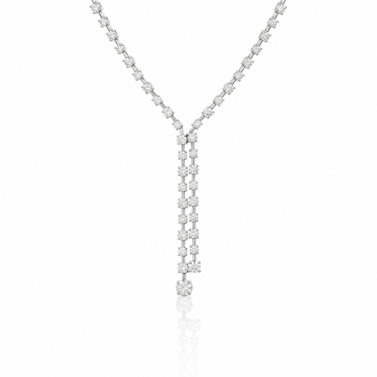 18K White Gold Diamond Lariat Necklace