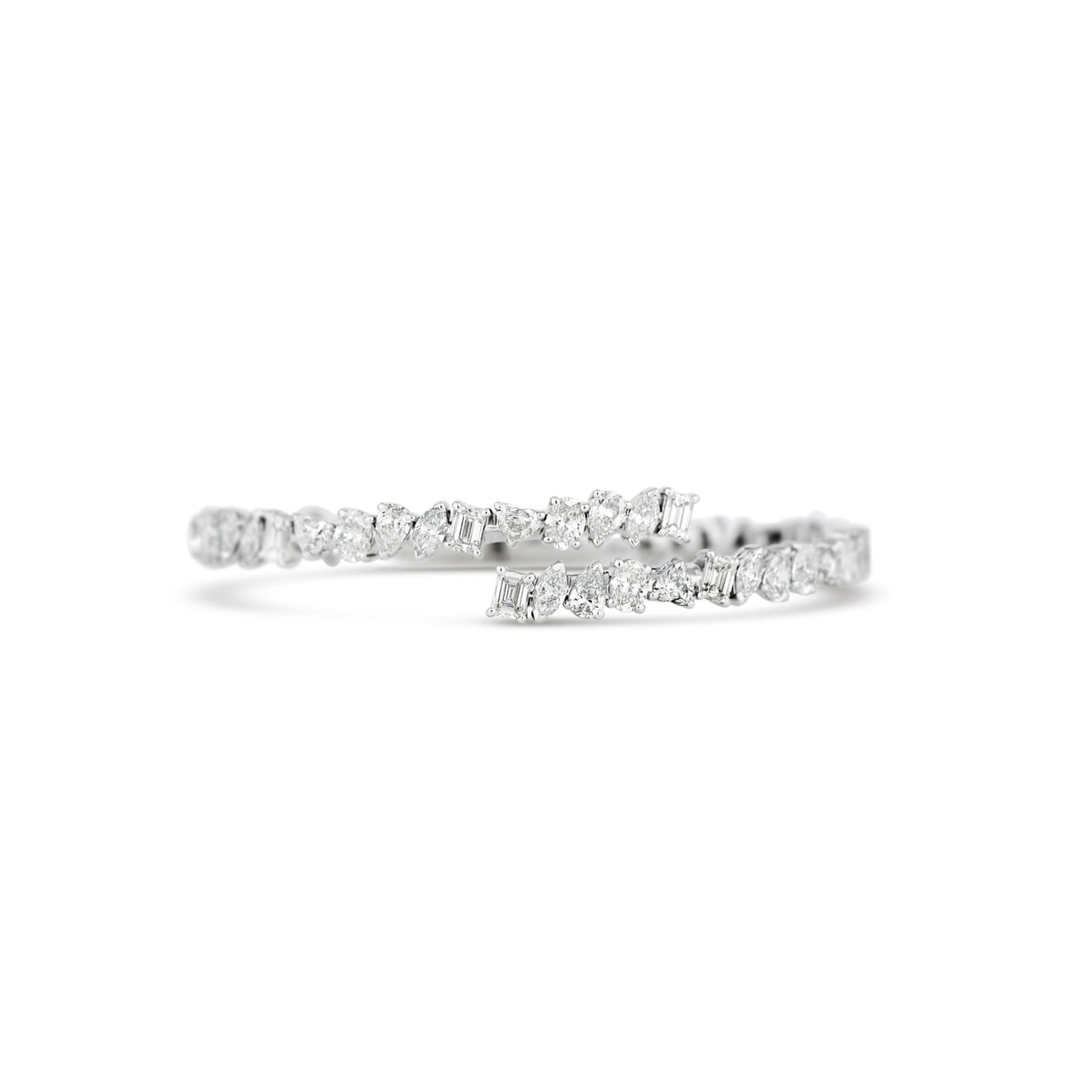 18k White Gold Multi Shape Diamond Cuff Bracelet