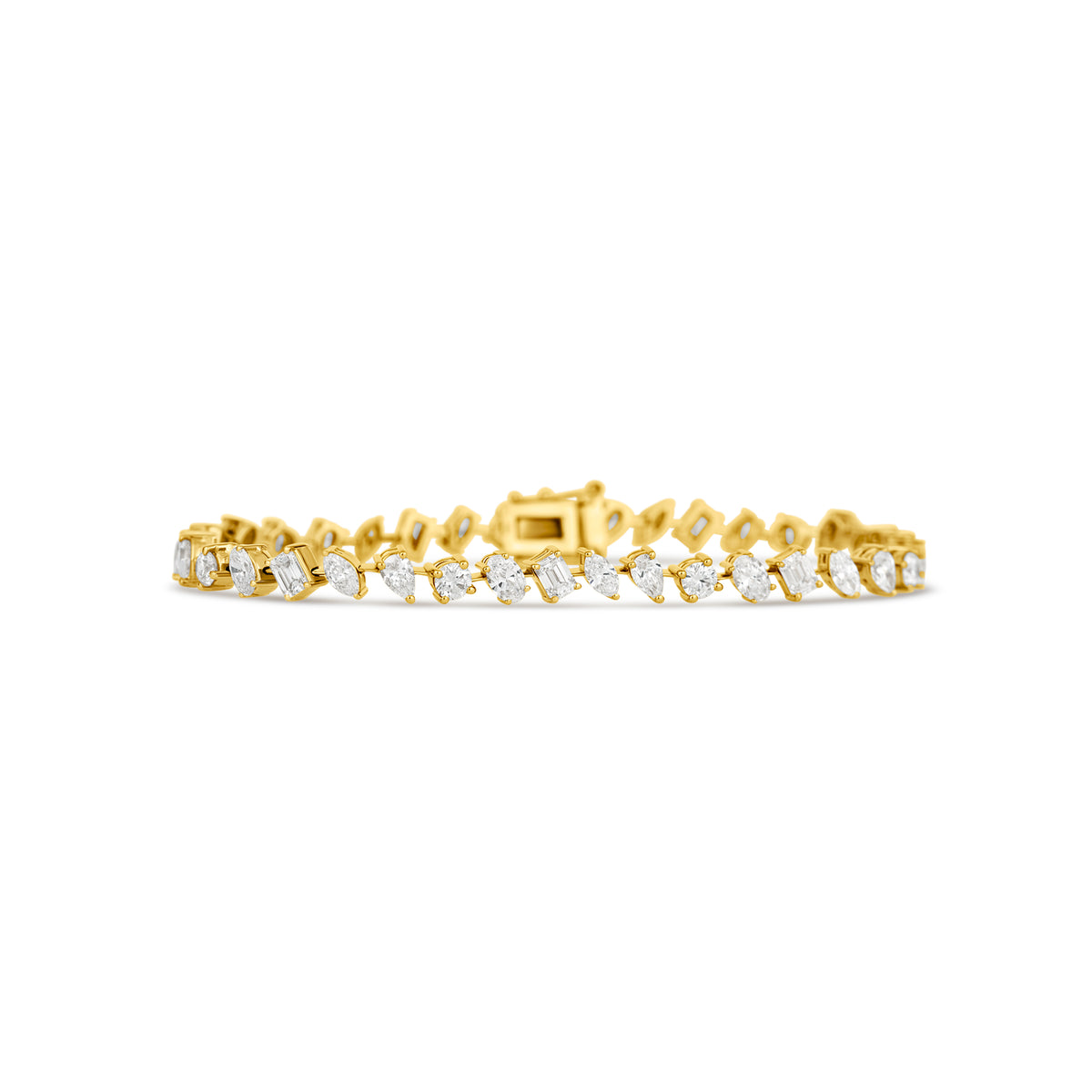 14k Yellow Gold Multi Shape Diamond Bracelet