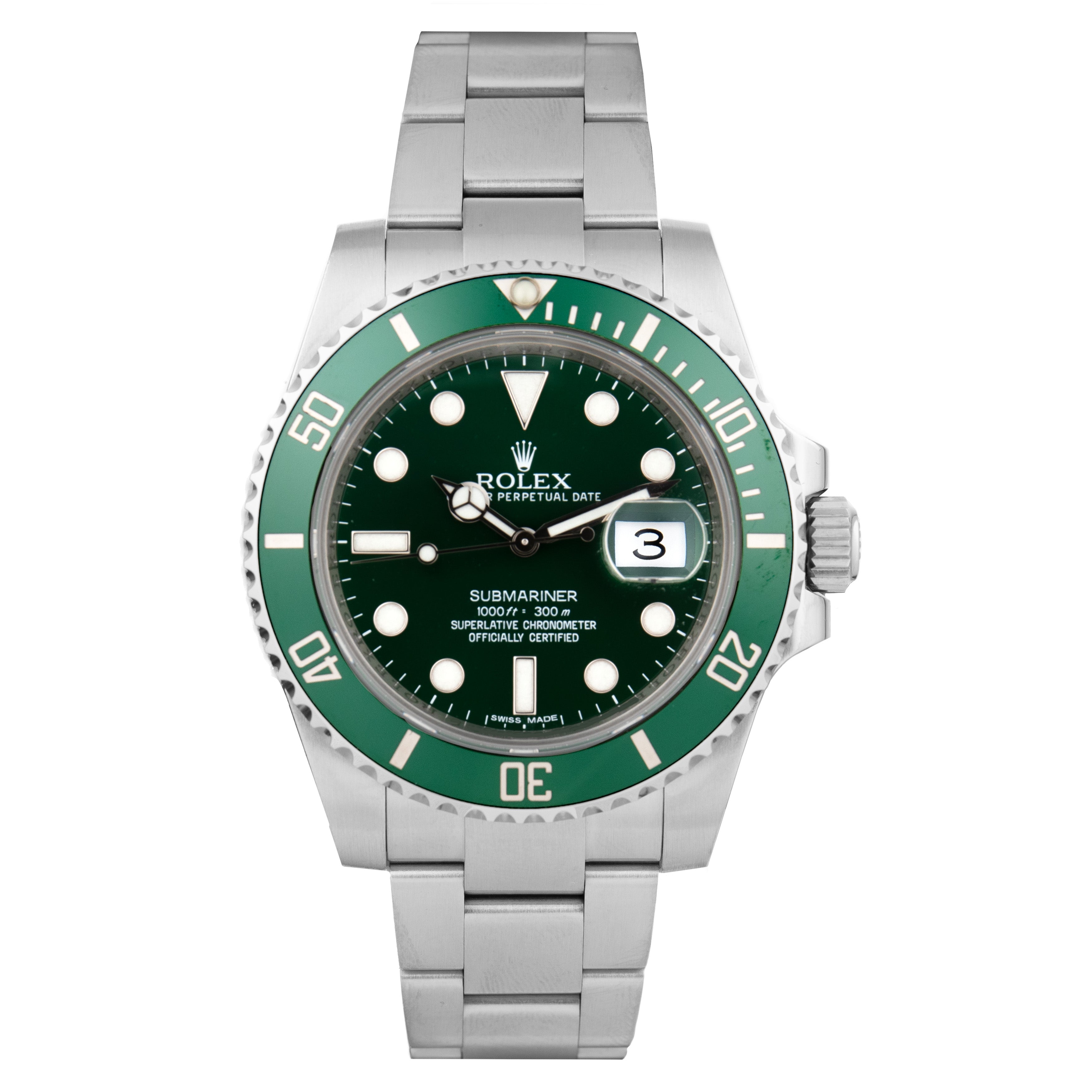 Rolex Submariner Date Hulk Stainless Steel Green Dial40mm 116610LV Ful