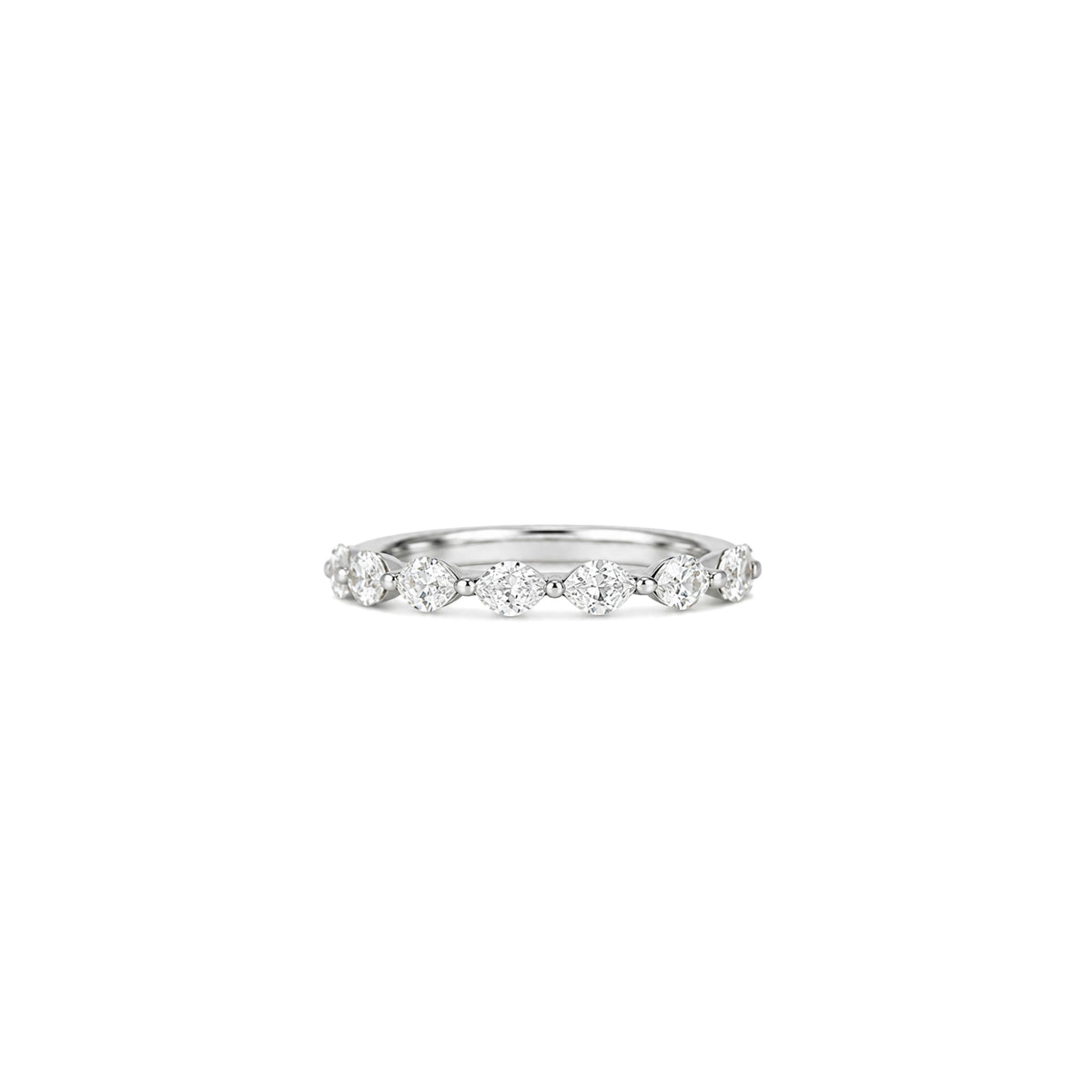 14k White Gold Marquise Diamond Wedding Band