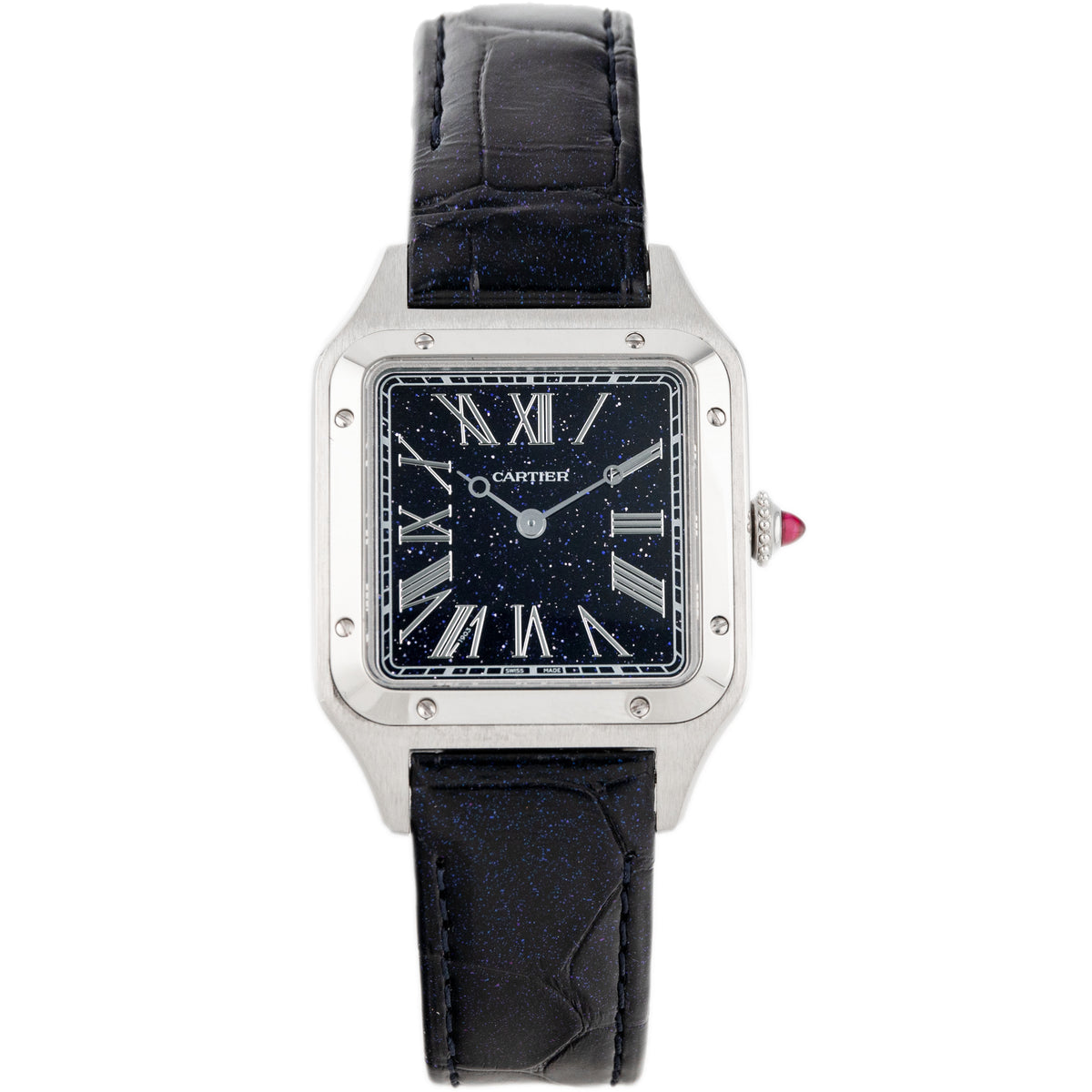 Cartier Santos-Dumont 'La Baladeuse Champs Elysées' 1903 Platinum Aventurine Blue Dial 43.5x31.4mm WGSA0099 Full Set