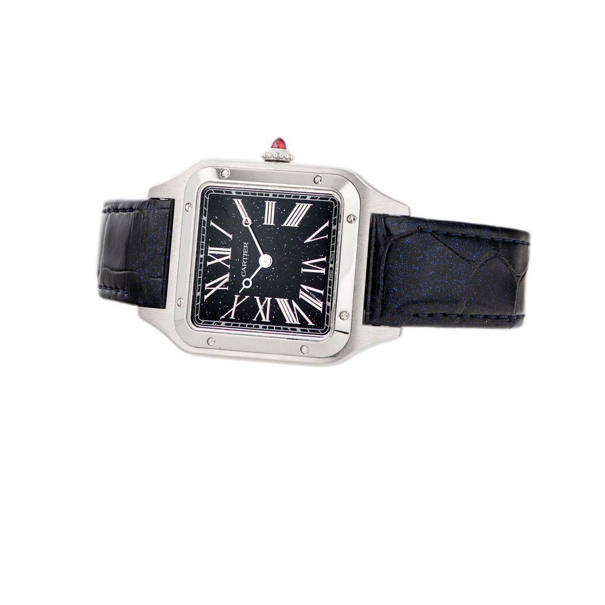 Cartier Santos-Dumont 'La Baladeuse Champs Elysées' 1903 Platinum Aventurine Blue Dial 43.5x31.4mm WGSA0099 Full Set