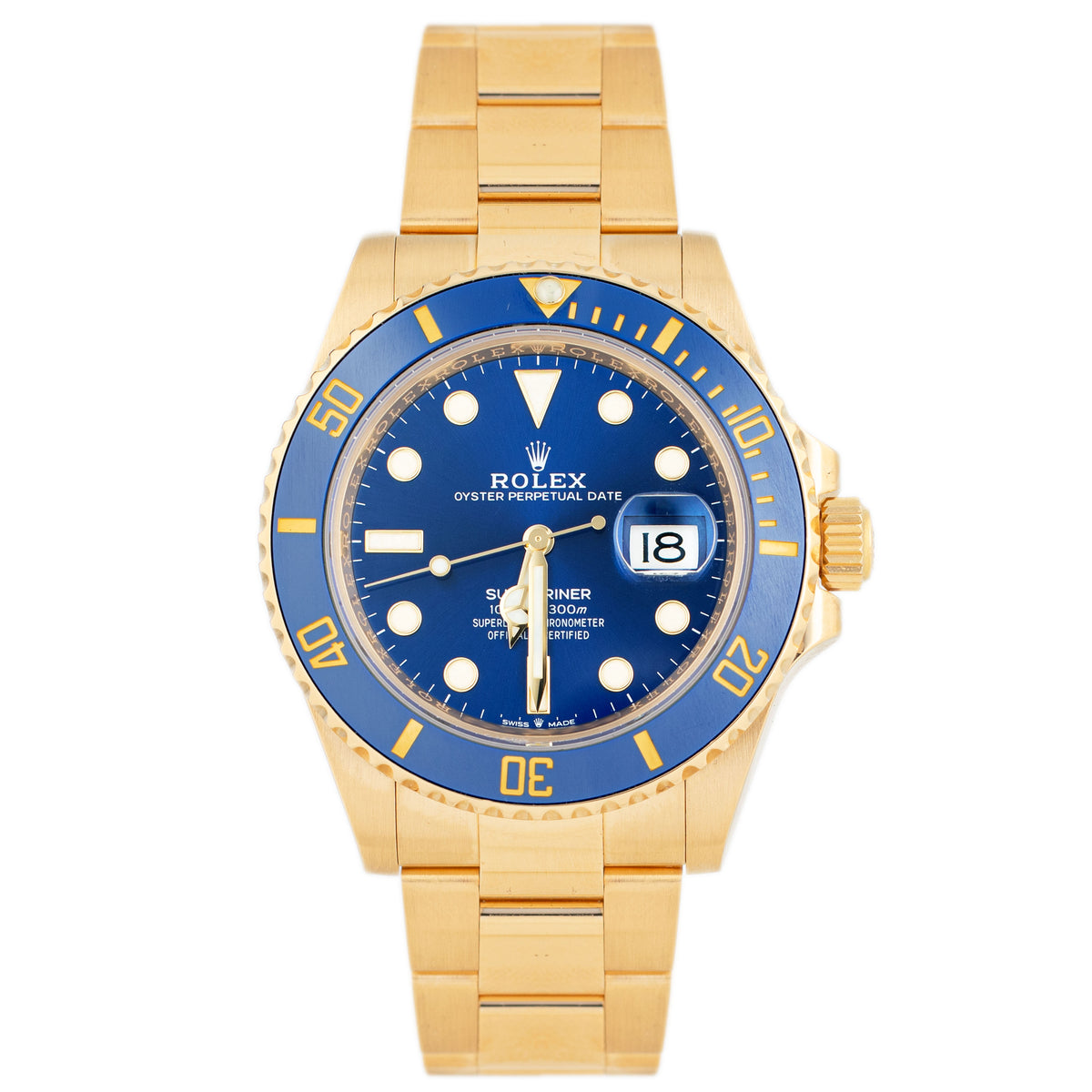 Rolex Submariner Date Yellow Gold Blue Dial 41mm 126618LB Full Set