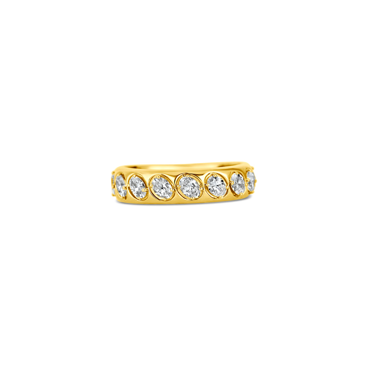 18k Yellow Gold Oval Diamond Wedding Band 1.06cttw