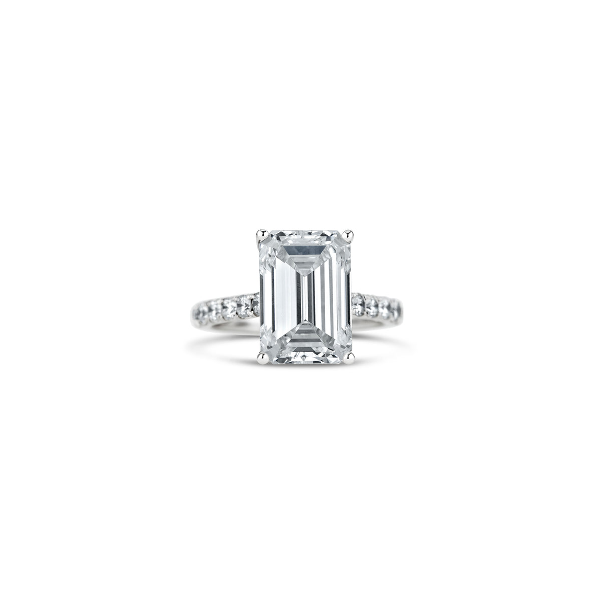 14k White Gold Lab Grown Emerald Diamond Hidden Halo Engagement Ring