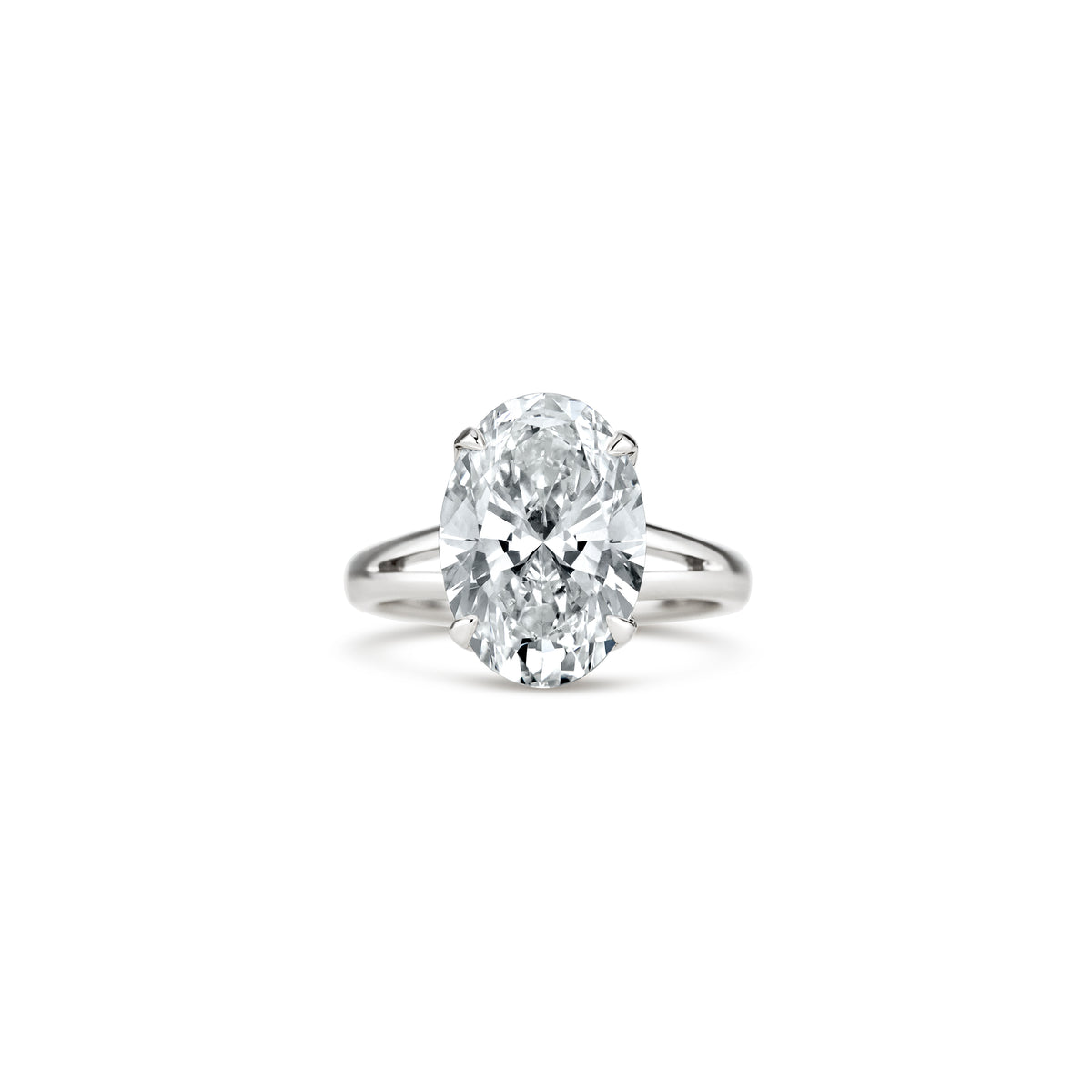 14k White Gold Lab Grown Oval Diamond Accent Engagement Ring