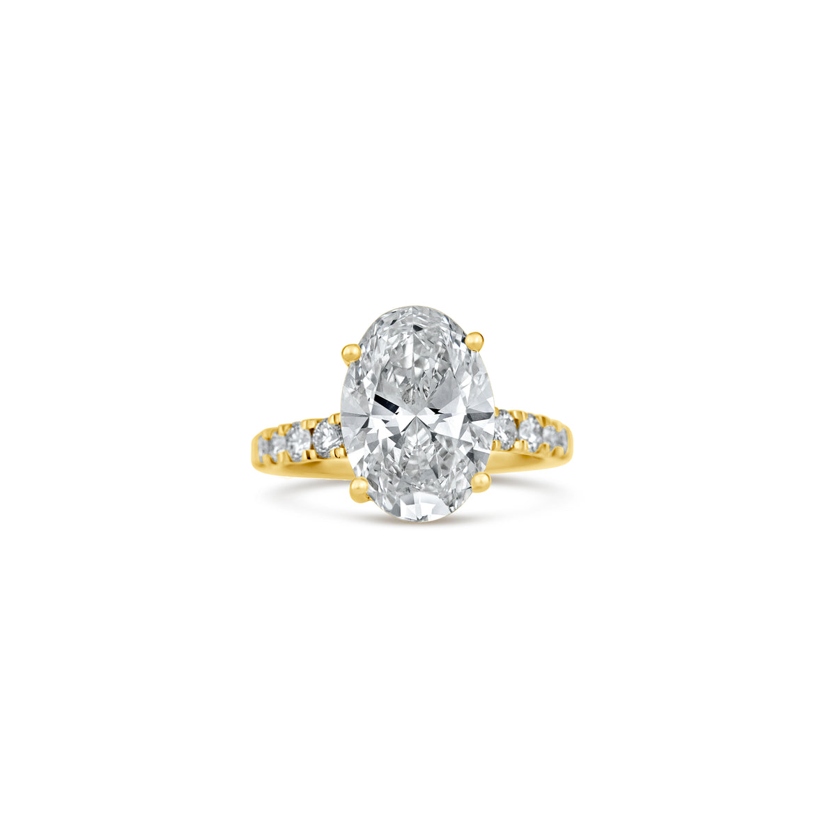 14k Yellow Gold Lab Grown Oval Diamond Hidden Halo Engagement Ring