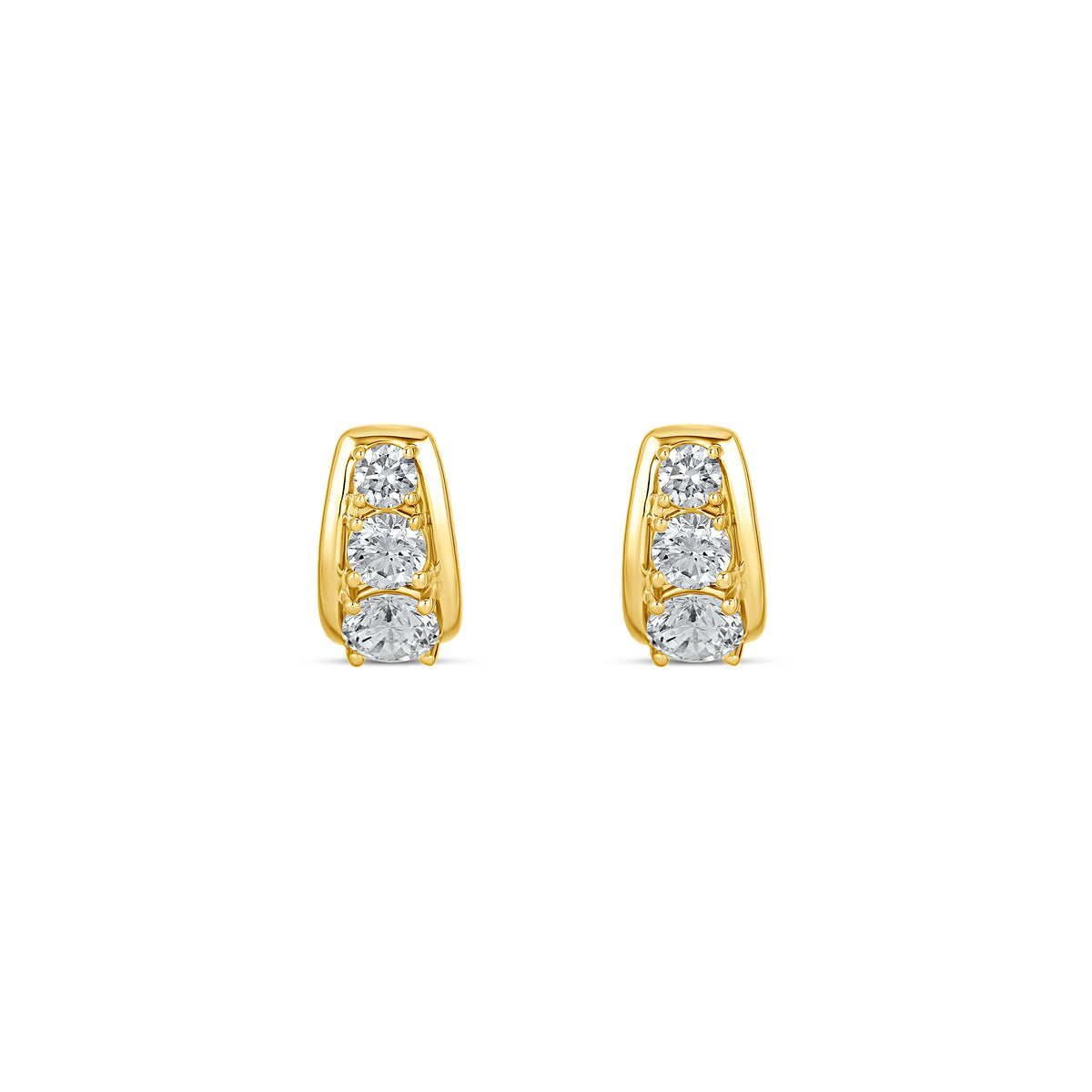 14k Yellow Gold Lab Grown Round Diamond Huggie Hoop Earrings
