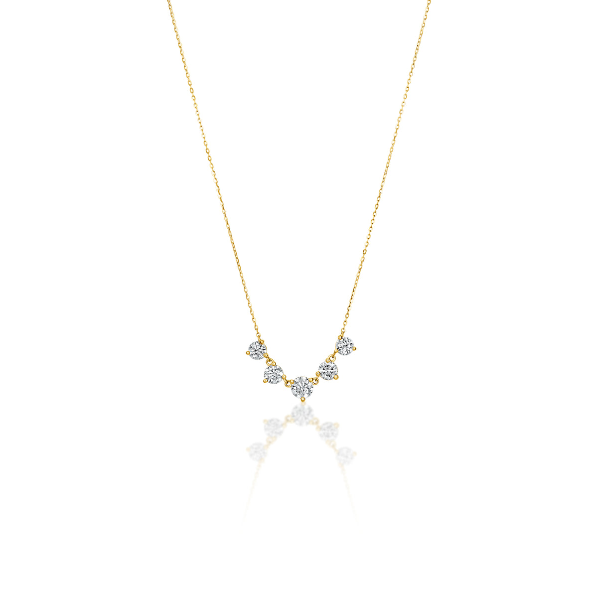 14k Yellow Gold Lab Grown Round Diamond Graduated Necklace