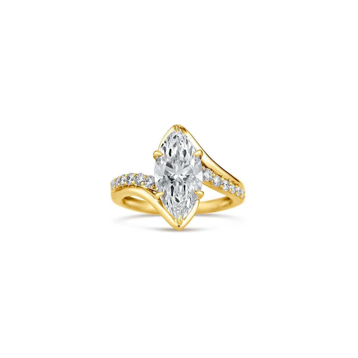 14k Yellow Gold Lab Grown Marquise Diamond Engagement Ring