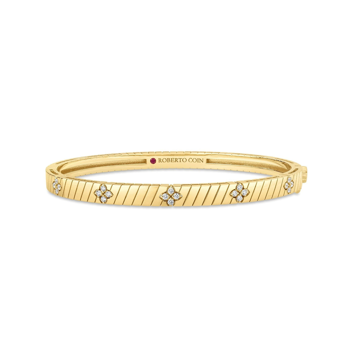 Roberto Coin 18k Yellow Gold Love in Verona Ridged Diamond Bangle