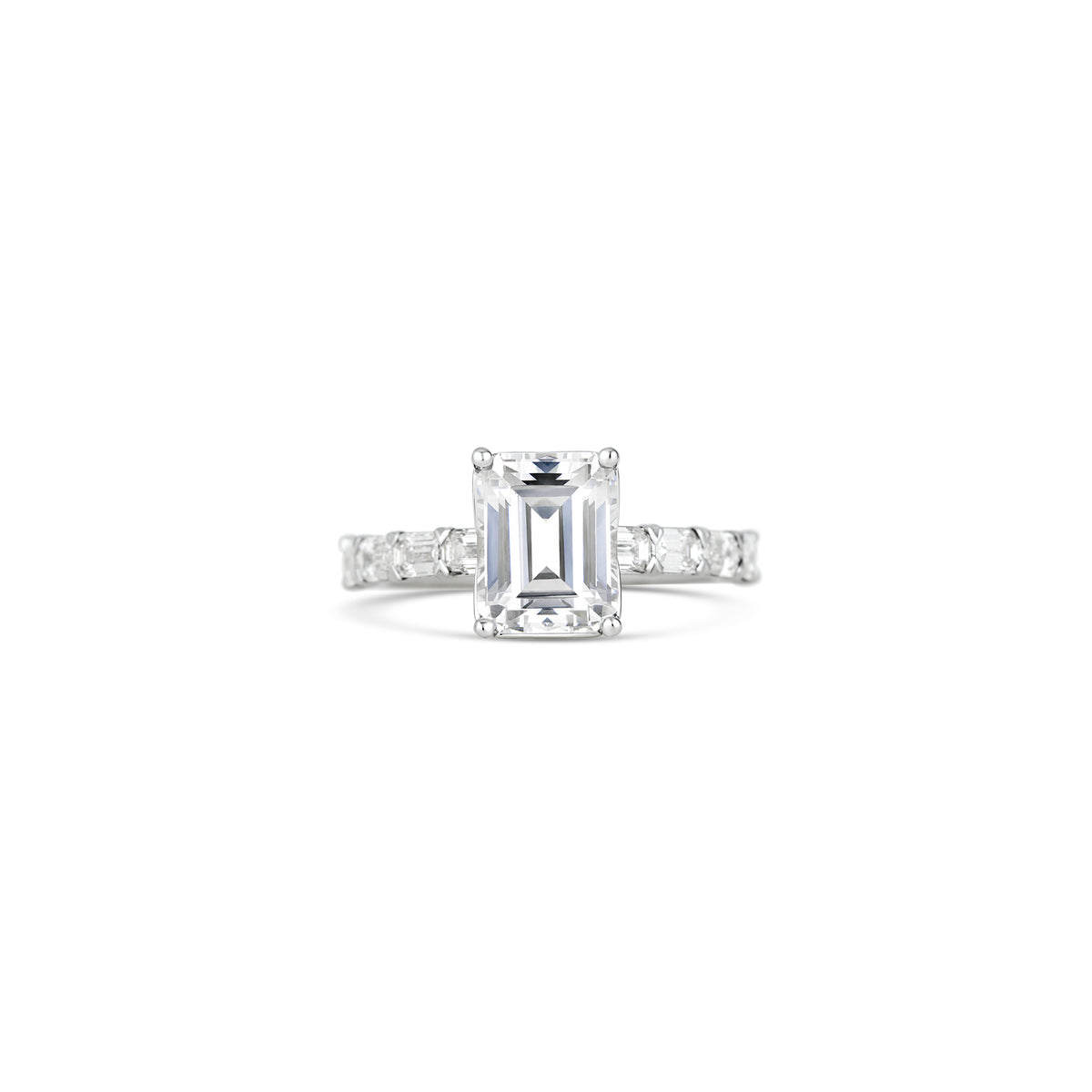 Platinum Grand Aire Emerald Diamond Engagement Ring Setting