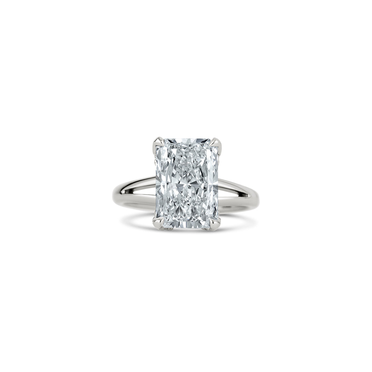14k White Gold Lab Grown 4.99ct Radiant Diamond Hidden Halo Engagement Ring