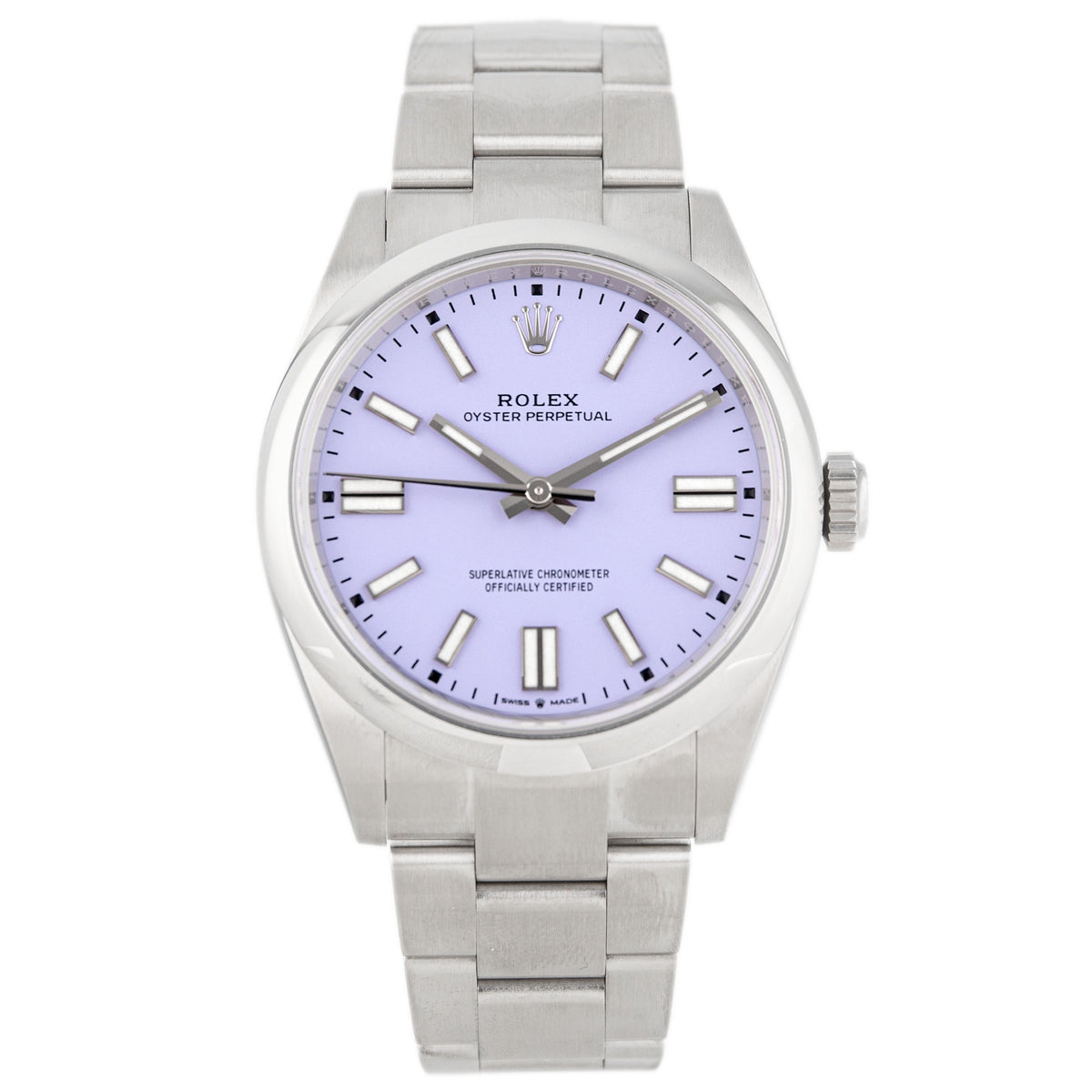 Rolex Oyster Perpetual 41 Stainless Steel Lavender Dial Oyster Bracelet 41mm 134300 Full Set