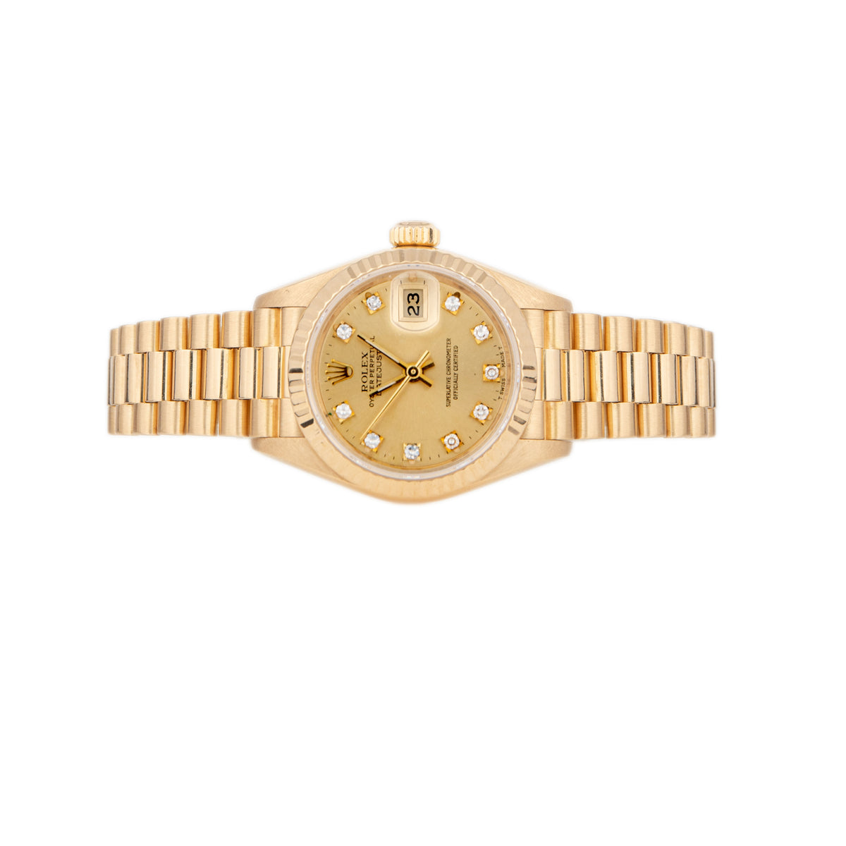 Rolex Lady Datejust President Yellow Gold Champagne Dial 26mm 69178