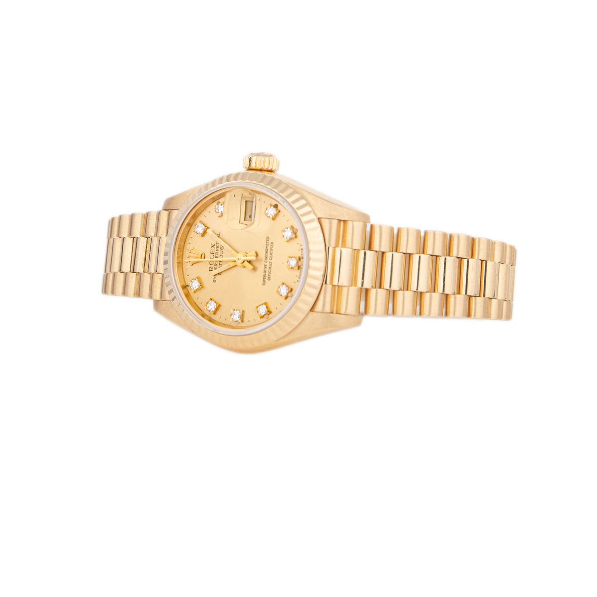 Rolex Lady Datejust President Yellow Gold Champagne Dial 26mm 69178