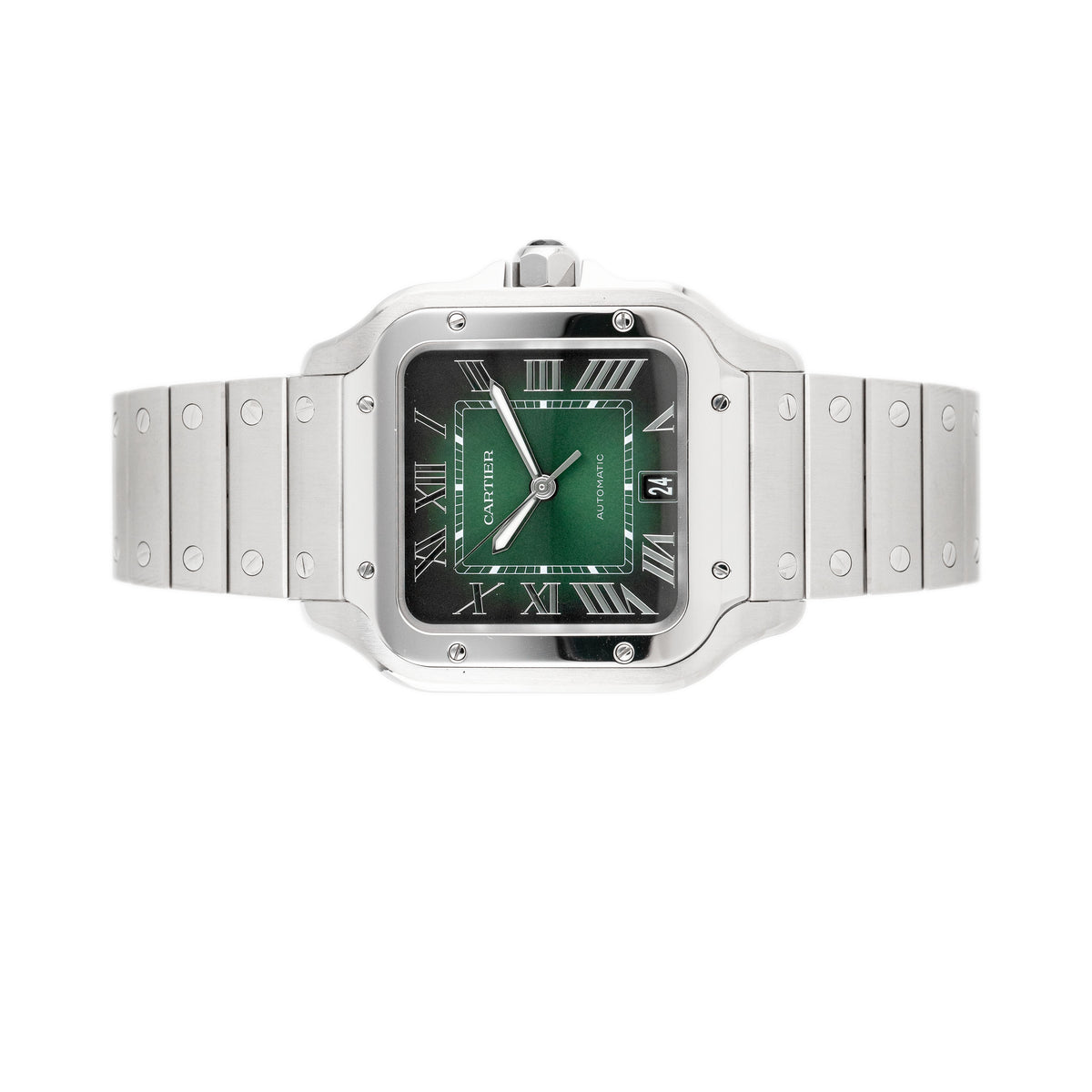 Cartier Santos Stainless Steel Green Dial 47.5x39.8mm WSSA0062 Full Set