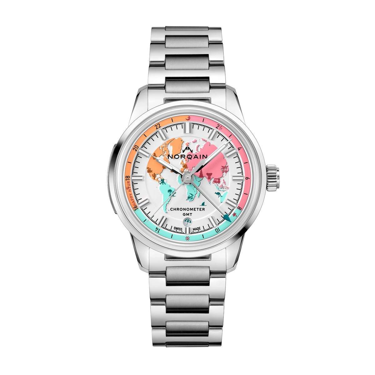 Norqain Freedom GMT Enjoy Life "Holiday" Watch, 40mm Silver Dial, N2100.22S02.W01.S01