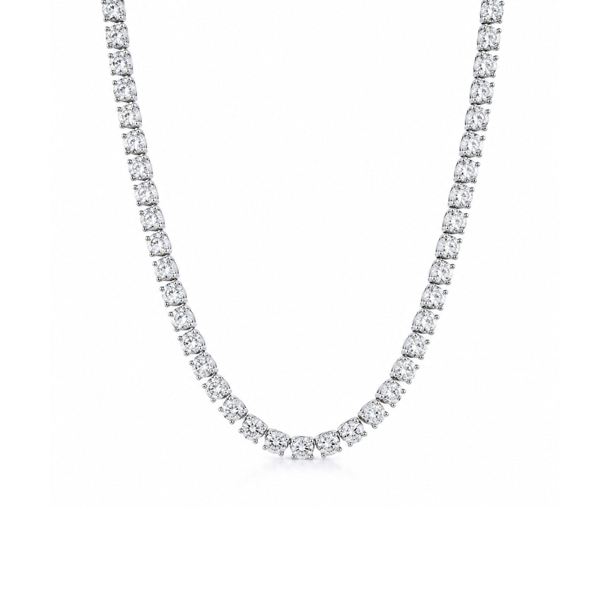 14k White Gold Lab Grown Round Diamond Line Necklace 20.00cttw