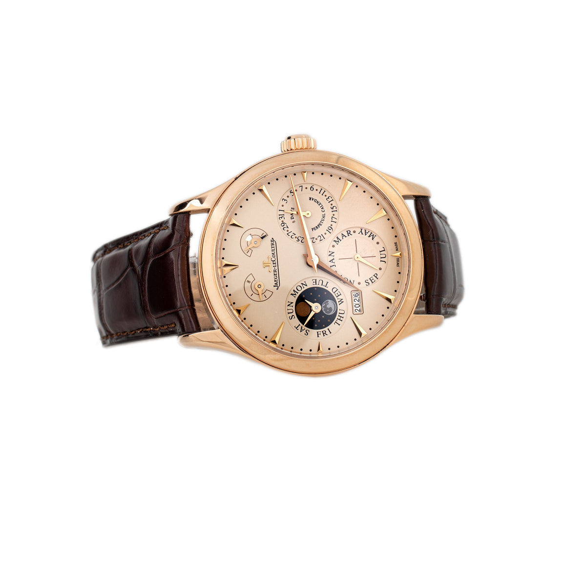 Jaeger-LeCoultre Master Eight Days Perpetual Calendar Rose Gold White Dial 40mm Q1612420 Full Set