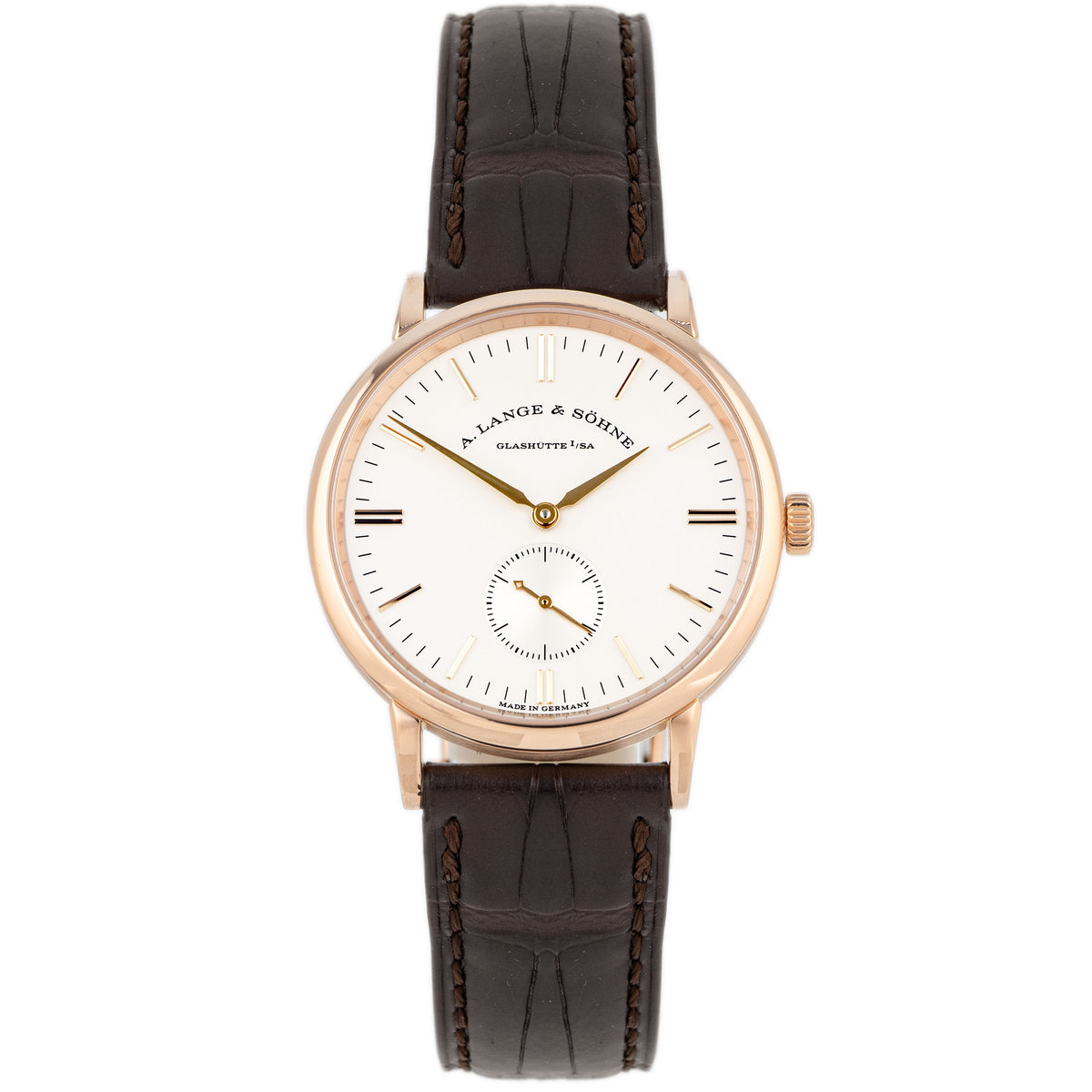 A. Lange & Sohne Saxonia Rose Gold Silver Dial 35mm 219.032