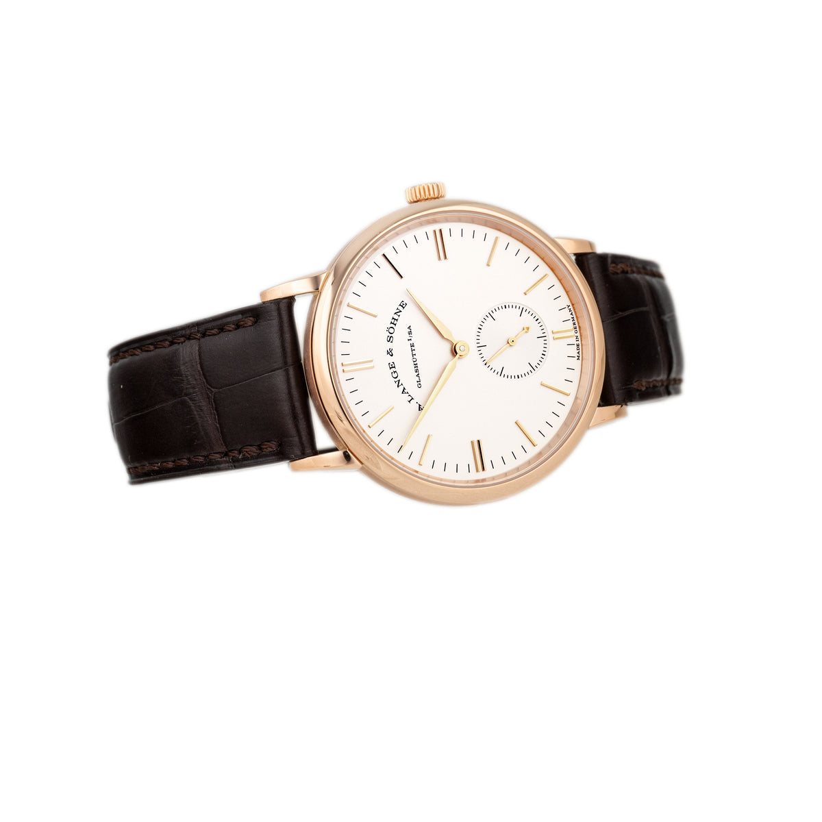 A. Lange & Sohne Saxonia Rose Gold Silver Dial 35mm 219.032