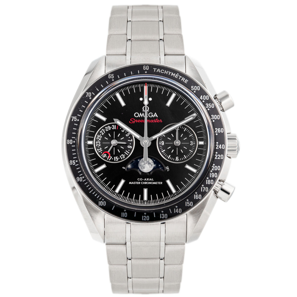 Omega Speedmaster Moonphase Stainless Steel Black Dial 44.25mm 304.30.44.52.01.001 Full Set