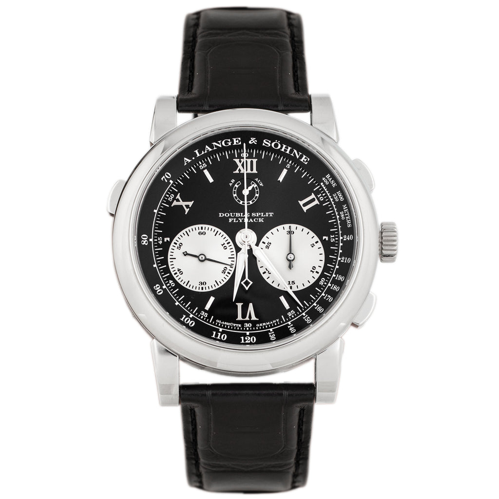A. Lange & Sohne Saxonia Double Split Platinum Deployant Black Dial 43