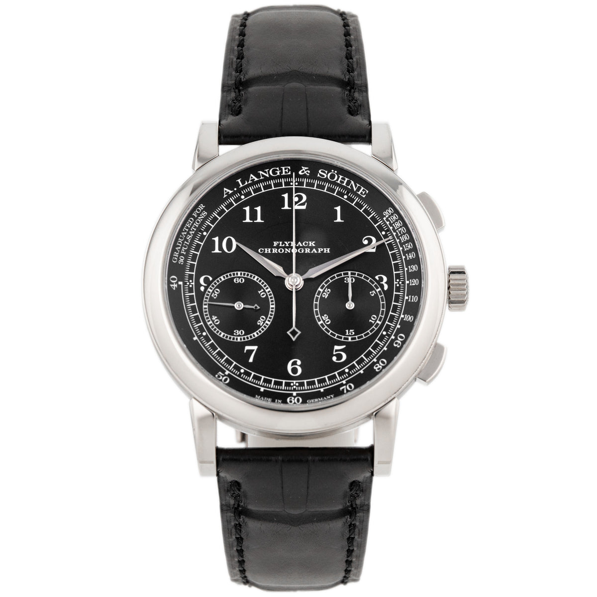 A. Lange & Sohne 1815 Chronograph White Gold Black Dial 39.5mm 414.028 Full Set