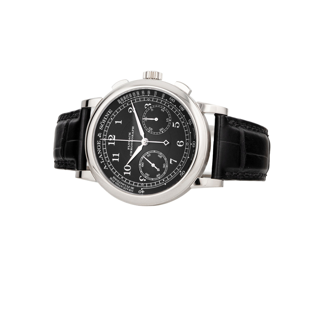 A. Lange & Sohne 1815 Chronograph White Gold Black Dial 39.5mm 414.028 Full Set