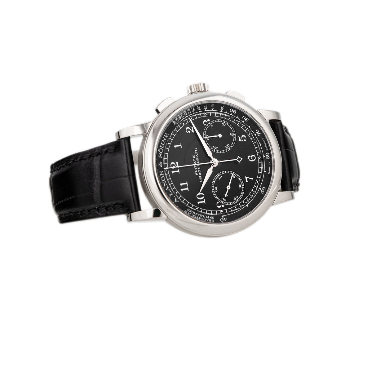 A. Lange & Sohne 1815 Chronograph White Gold Black Dial 39.5mm 414.028 Full Set