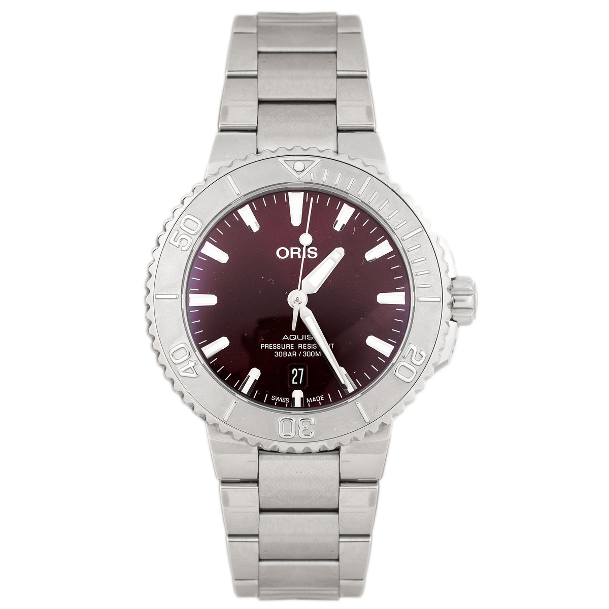 Oris Aquis Date Relief Stainless Steel Red Dial 41.5mm 01 733 7766 4158-07 8 22 05PEB Full Set