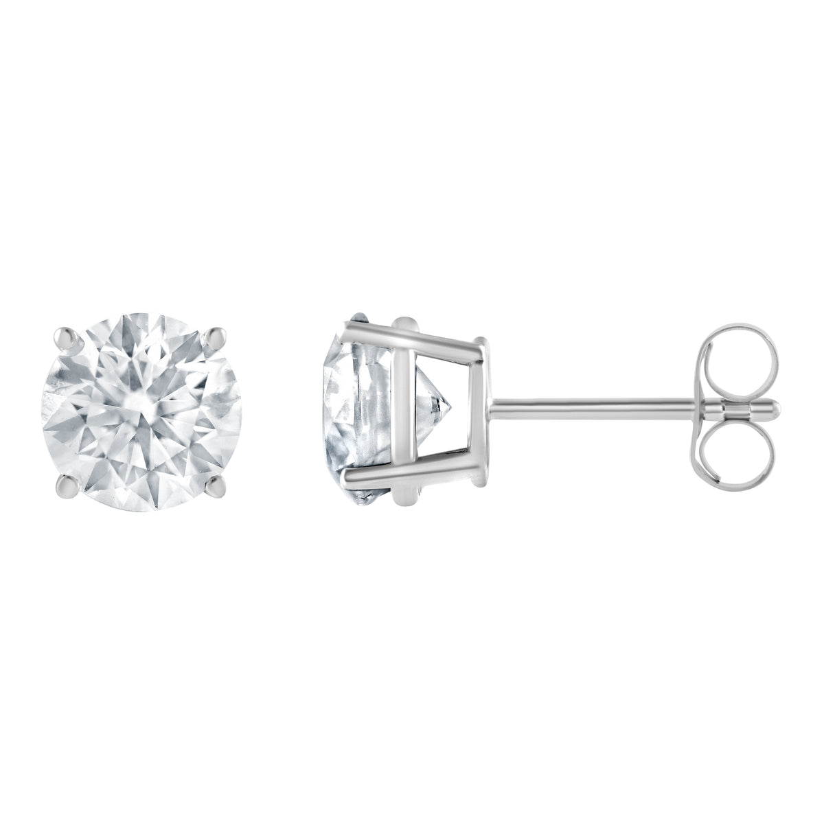 14k White Gold Lab Grown Round Diamond Stud Earrings