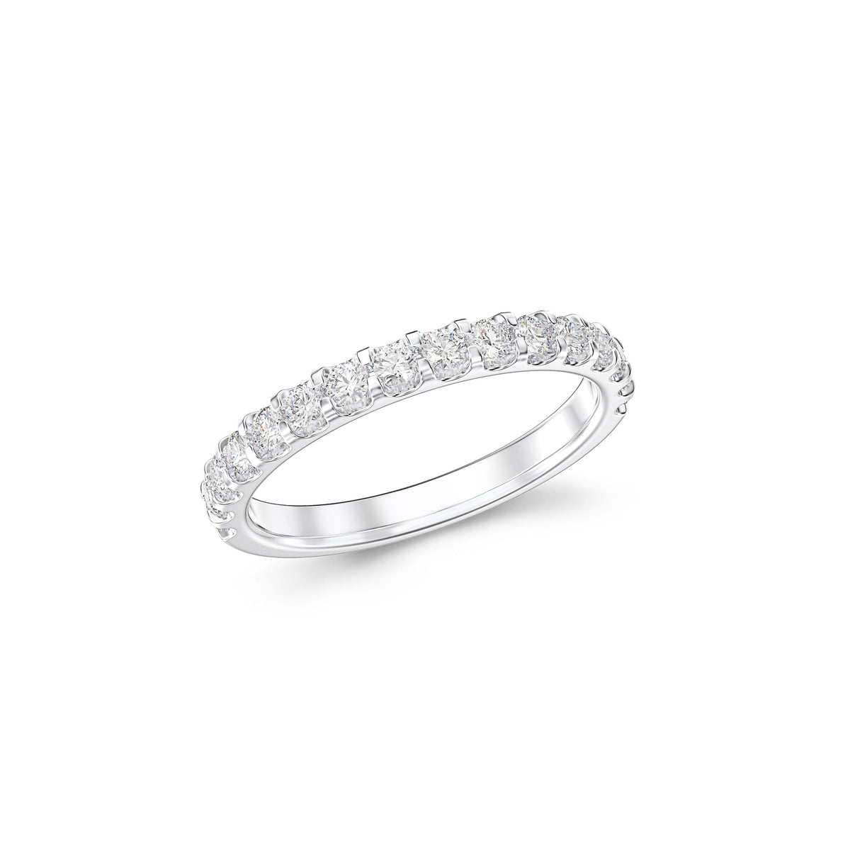 18k White Gold Diamond Shared Prong Band 0.75cttw