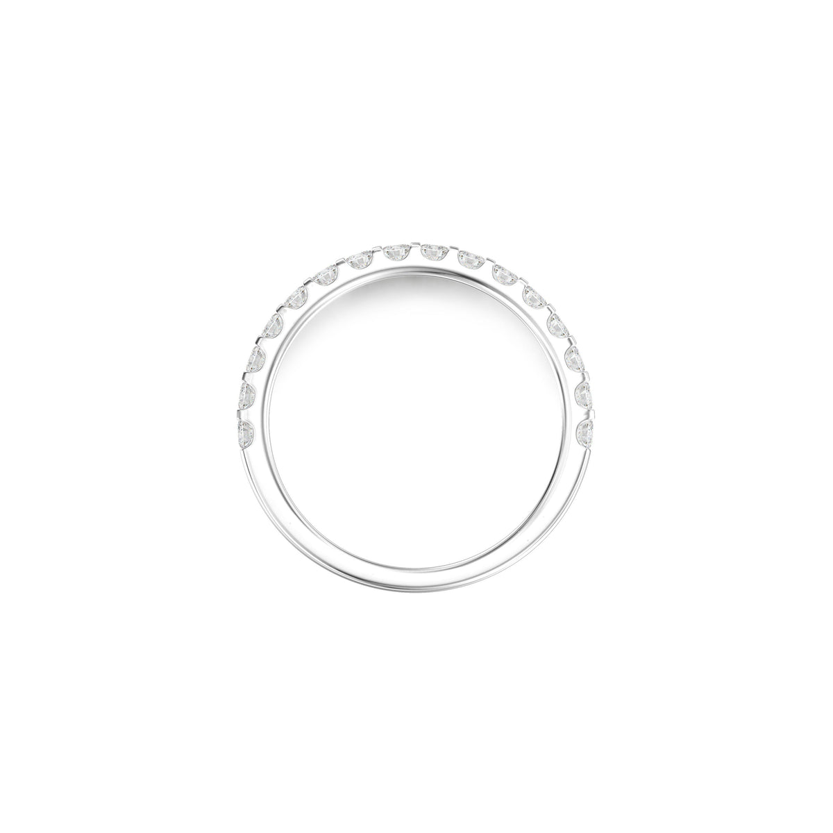 18k White Gold Diamond Shared Prong Band 0.75cttw