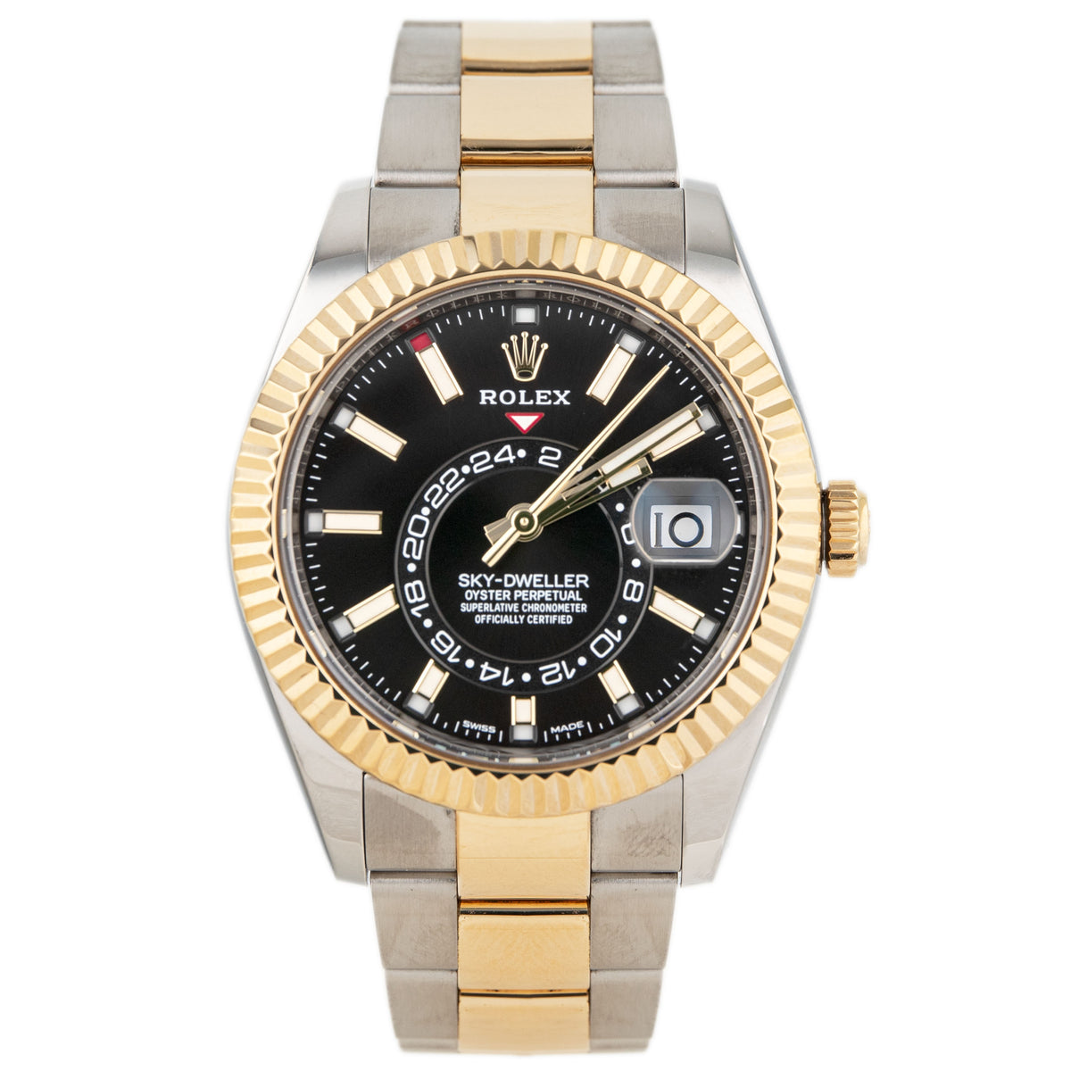 Rolex Sky-Dweller Stainless Steel & Yellow Gold Black Dial 42mm 326933 Full Set