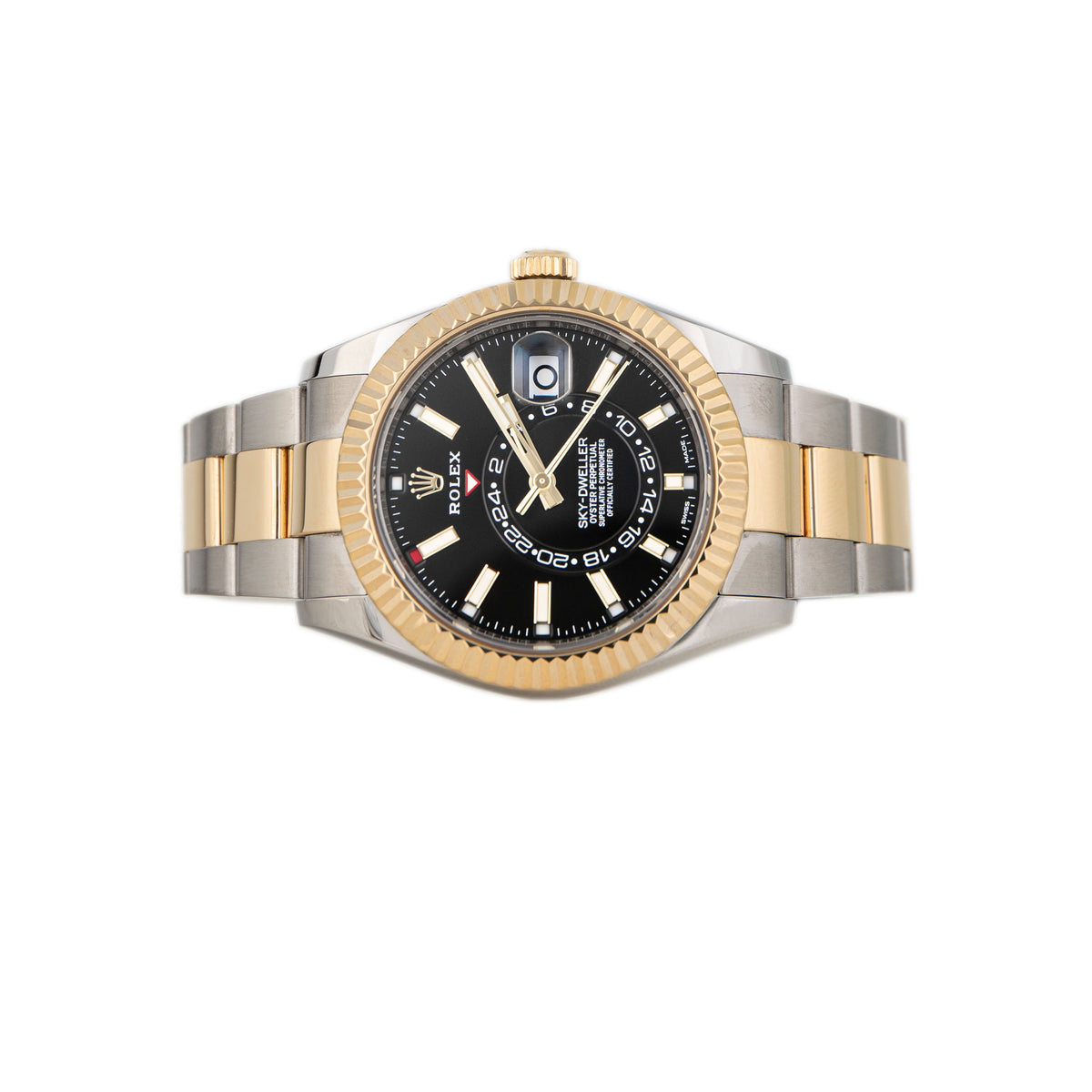 Rolex Sky-Dweller Stainless Steel & Yellow Gold Black Dial 42mm 326933 Full Set