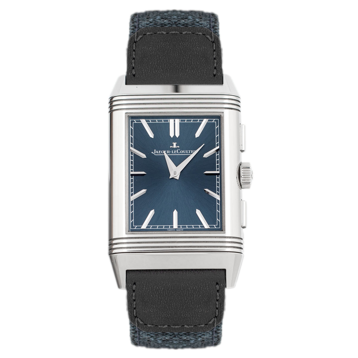 Jaeger-LeCoultre Reverso Tribute Chronograph Stainless Steel Blue Dial 49.4x29.9mm Q389848J Full Set