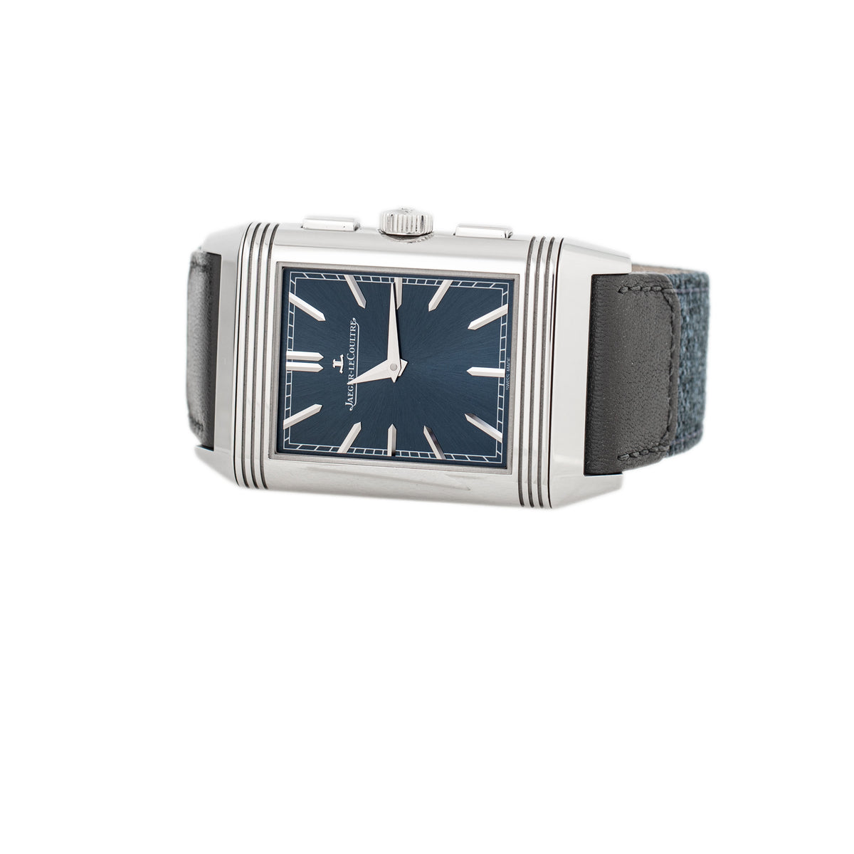 Jaeger-LeCoultre Reverso Tribute Chronograph Stainless Steel Blue Dial 49.4x29.9mm Q389848J Full Set