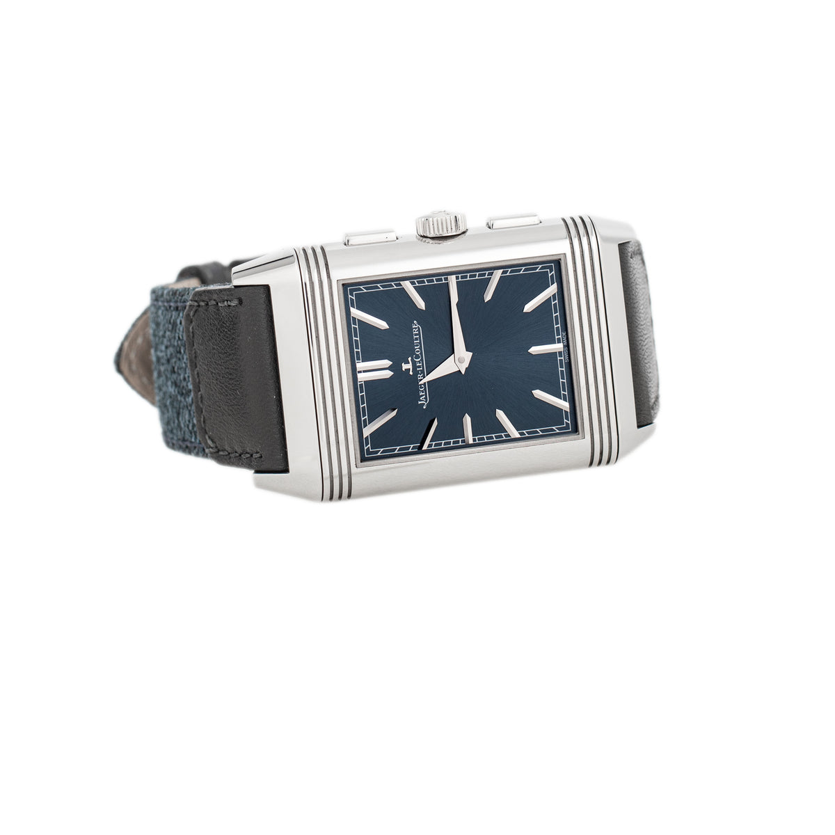 Jaeger-LeCoultre Reverso Tribute Chronograph Stainless Steel Blue Dial 49.4x29.9mm Q389848J Full Set