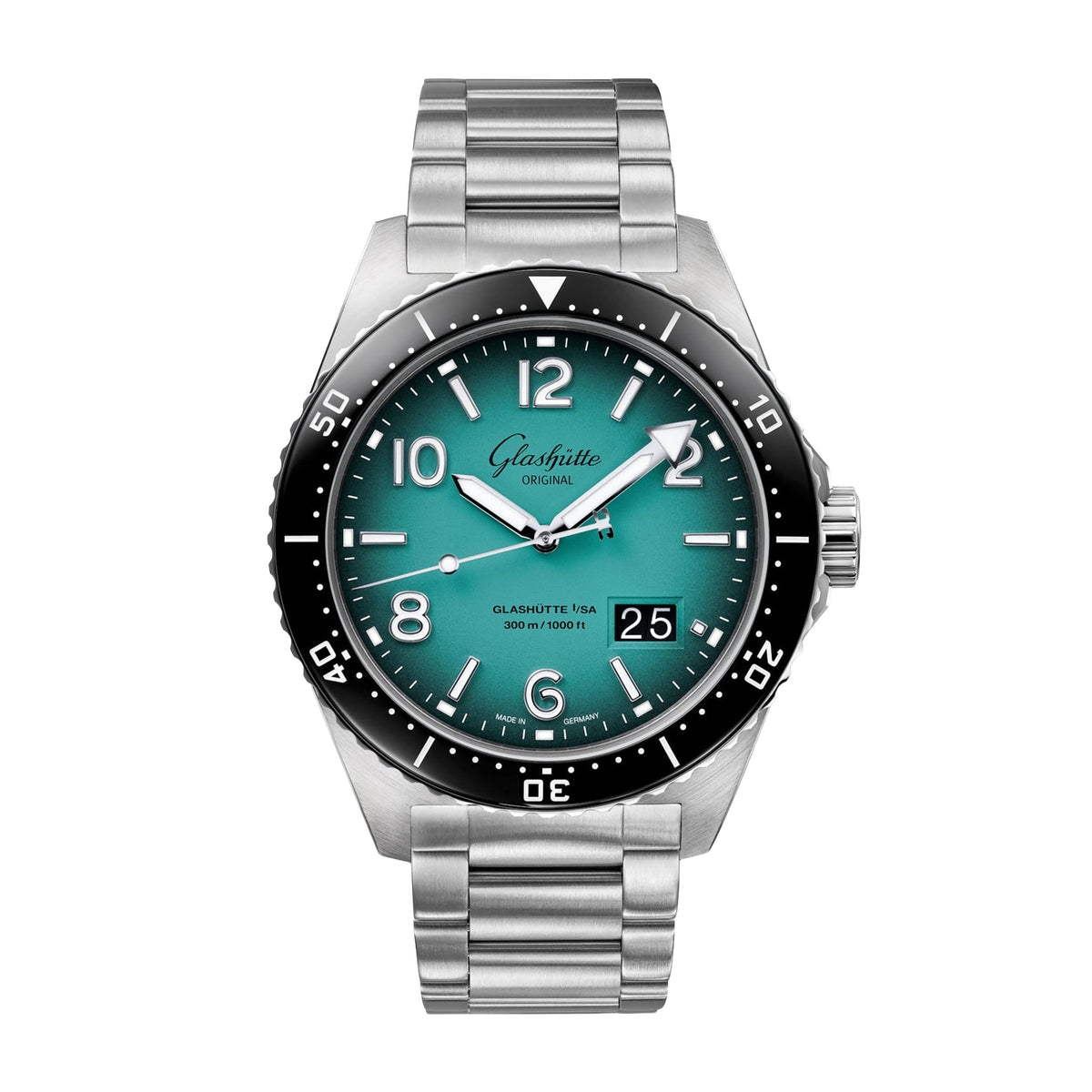 Glashutte Original SeaQ Panorama Date "Northern Tide" Watch, 43.2mm Turquoise Dial, 1-36-13-08-80-70