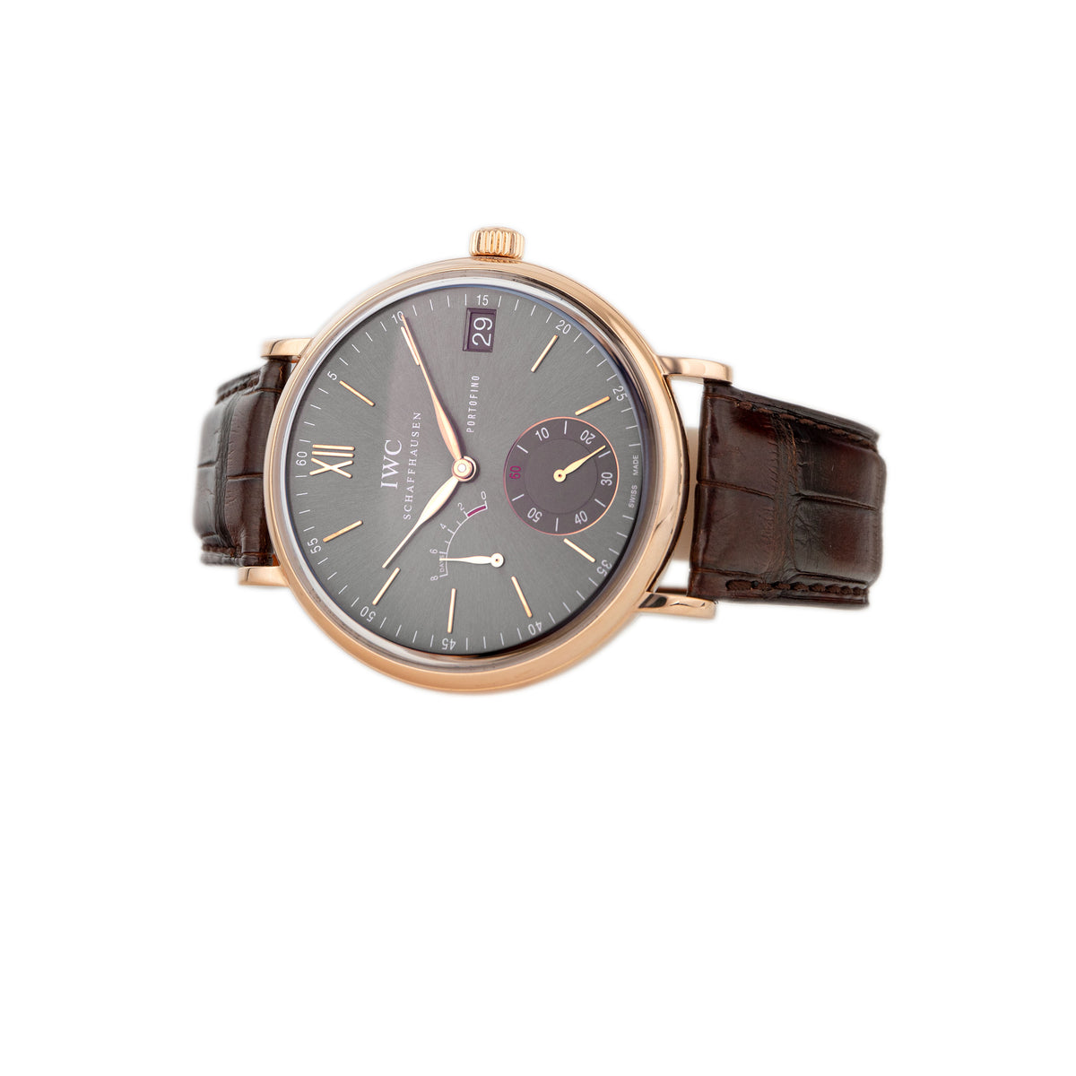 IWC Portofino Hand-Wound Eight Days Rose Gold Gray Dial 45mm IW510104 Full Set
