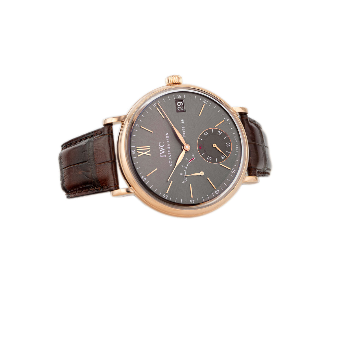 IWC Portofino Hand-Wound Eight Days Rose Gold Gray Dial 45mm IW510104 Full Set
