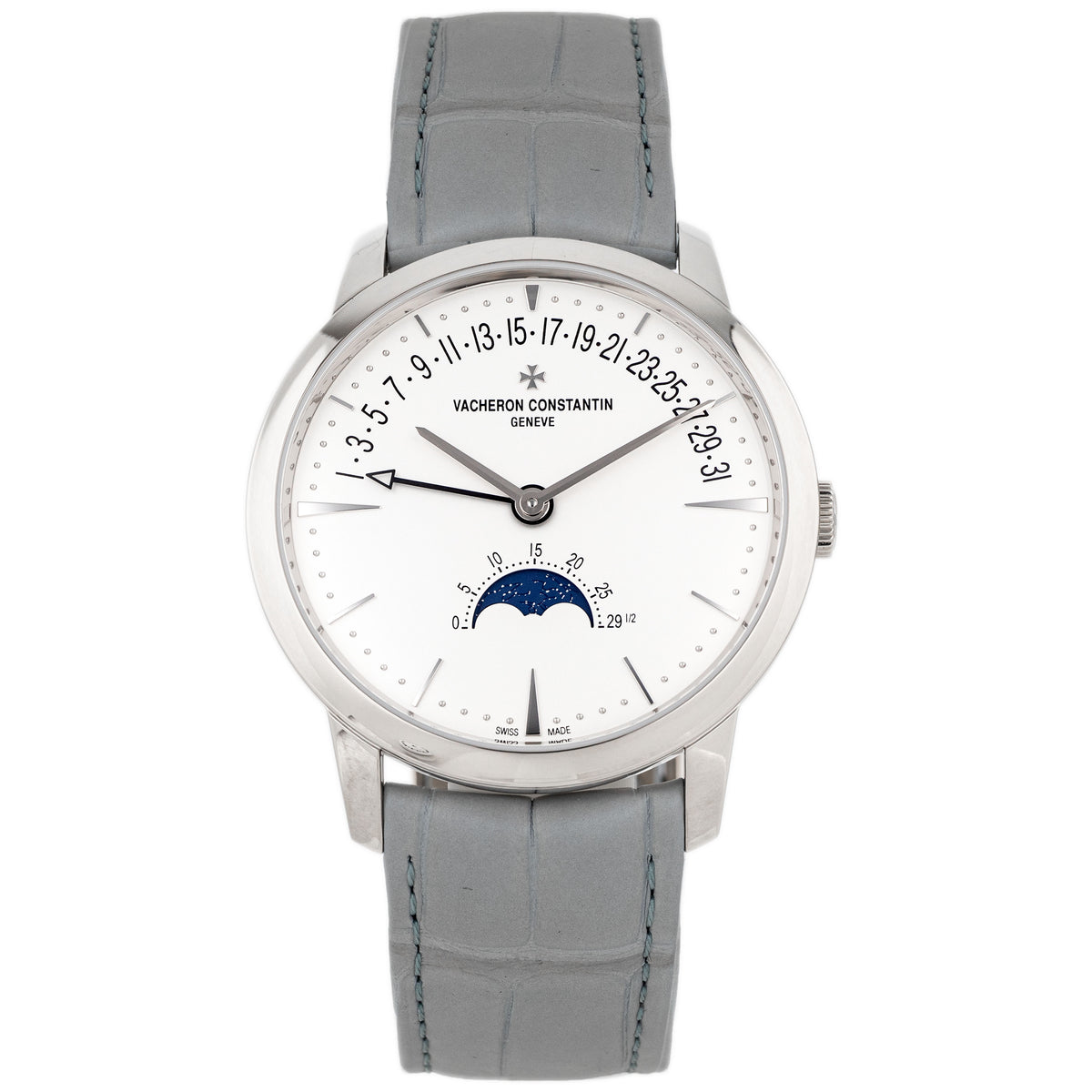 Vacheron Constantin Patrimony Moon Phase Retrograde Date White Gold Silver Dial 42.5mm 4010U/000G-B330 Full Set