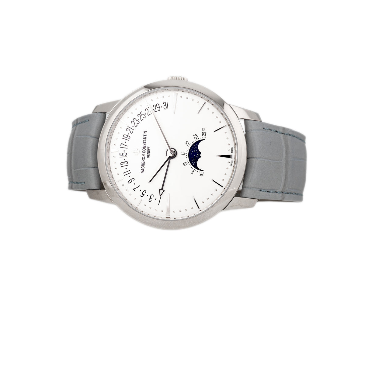 Vacheron Constantin Patrimony Moon Phase Retrograde Date White Gold Silver Dial 42.5mm 4010U/000G-B330 Full Set