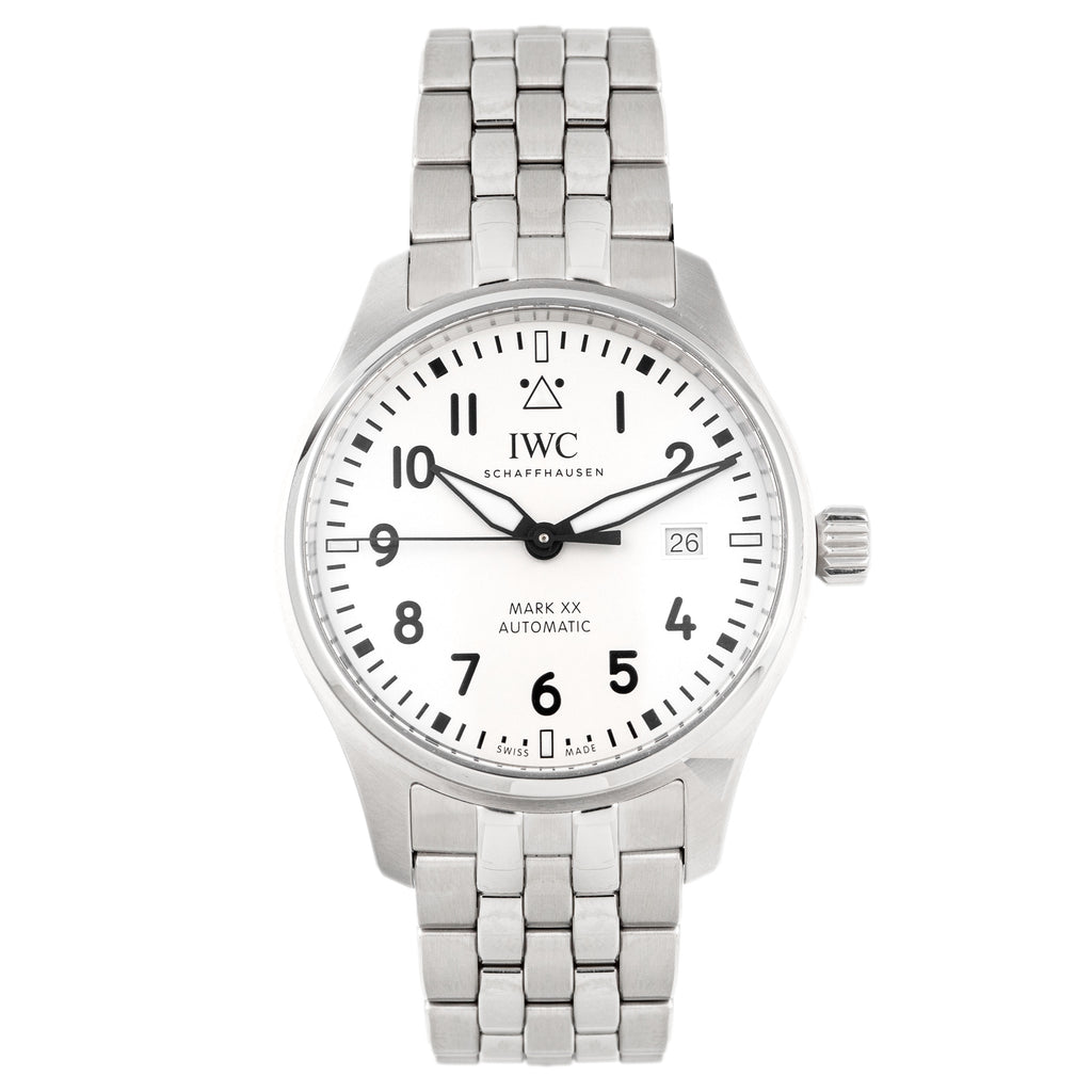 IWC Pilot's Watch Mark XX Stainless Steel White Dial 40mm IW328208 Ful