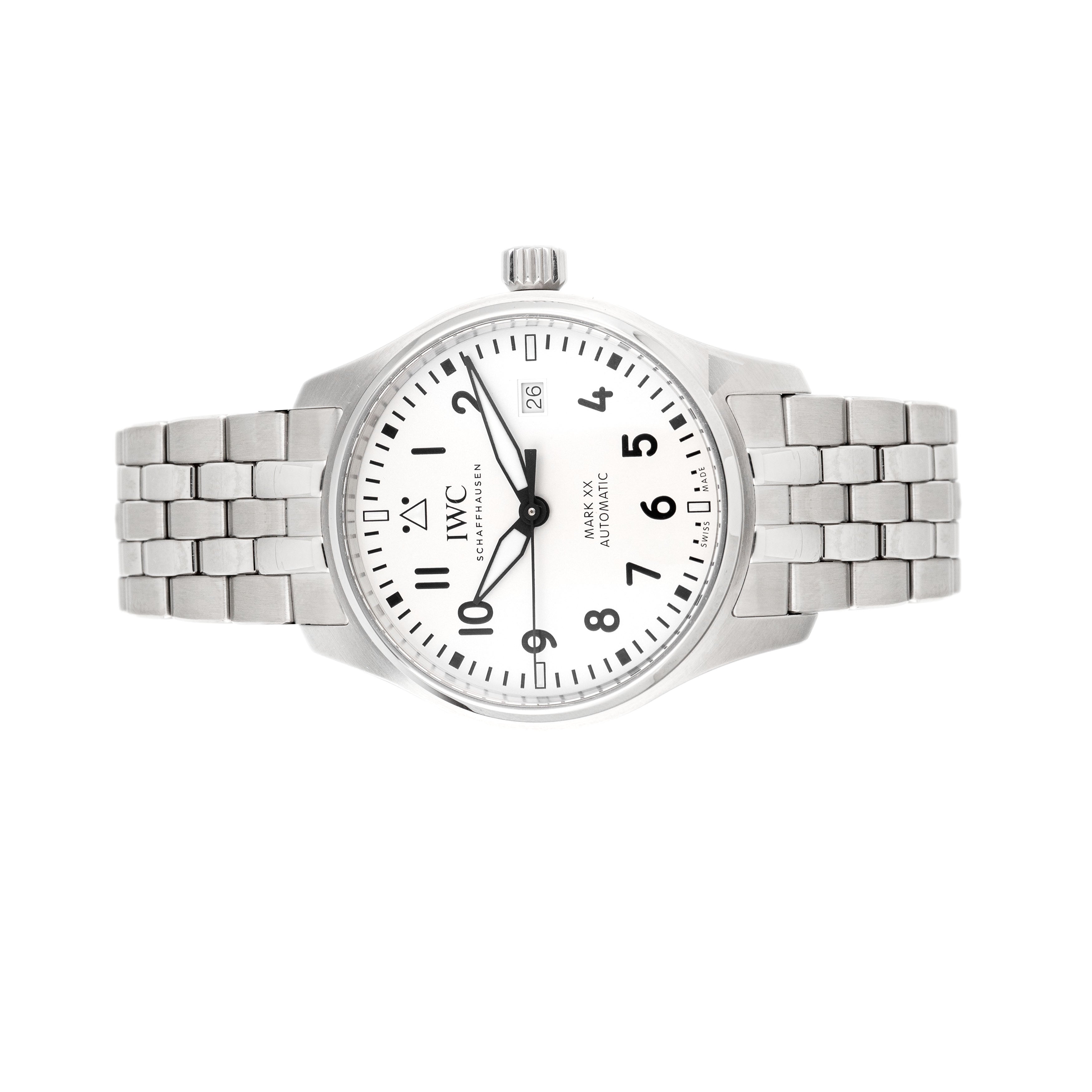 IWC Pilot's Watch Mark XX Stainless Steel White Dial 40mm IW328208 Ful